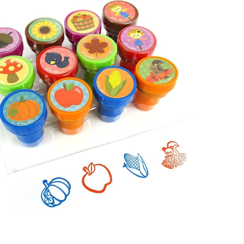 12 Pcs Fall Harvest Thanksgiving Stamp Kit for Kids - Thanksgiving Pumpkin Autum